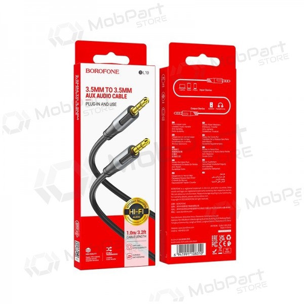 Audio kaabel Borofone BL19 3,5mm to 3,5mm mustad