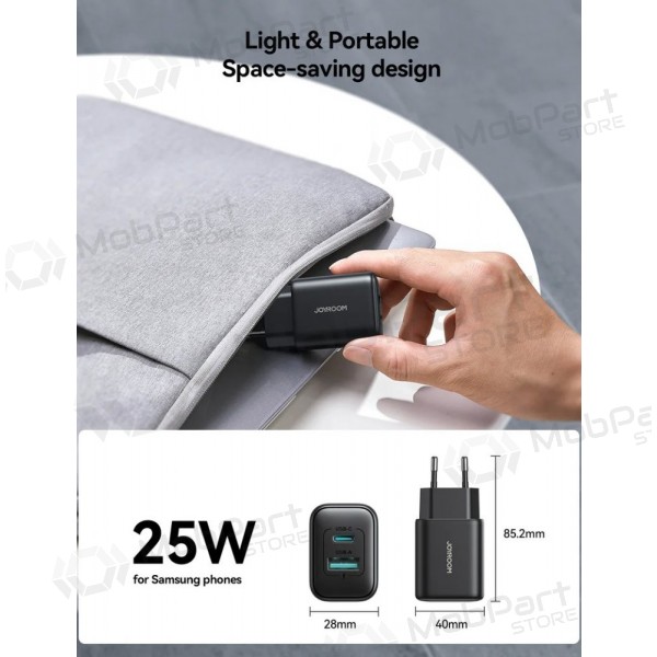 Laadija Joyroom JR-TCF13 USB-C/USB-A 25W mustad