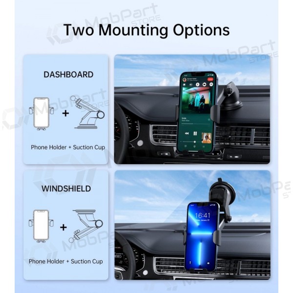Automobilinis laikiklis-laadija Choetech T203-F 15W Gravity Car Charger Holder mustad