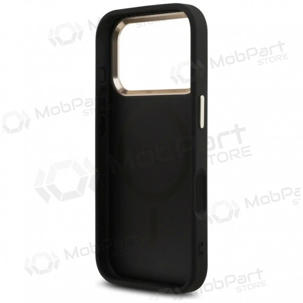 Apple iPhone 17 Pro Max ümbris - Guess PU Leather 4G Strass Triangle Logo Gold Frame MagSafe (must)