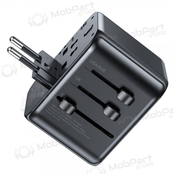 Universaalne kelioninis laadija Awei C-39 GaN 35W 2xUSB-A/3xUSB-C mustad