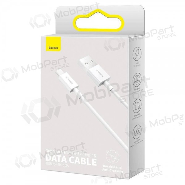 USB-kaabel Baseus Superior microUSB 2A 2.0m (valge) CAMYS-A02