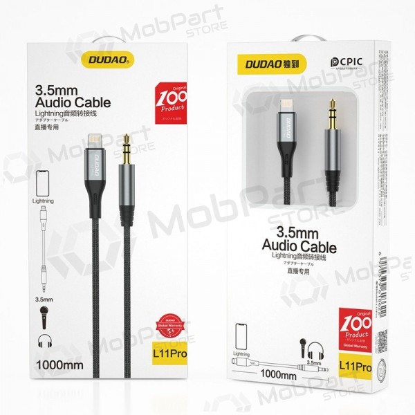 Helikaabel Dudao L11Pro Lightning 3,5 mm 1 m must