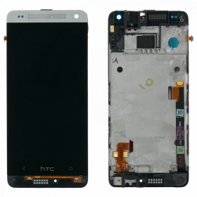 HTC One Mini (M4) ekraan (hõbedased) (koos raamiga) (kasutatud grade B, originaalne)