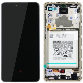 Samsung Galaxy A72 ekraan (valged) (koos raamiga) (originaalne)