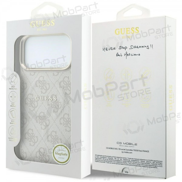Apple iPhone 18 Pro Max ümbris - Guess PU Leather 4G Gold Frame Embossed MagSafe (roosa)