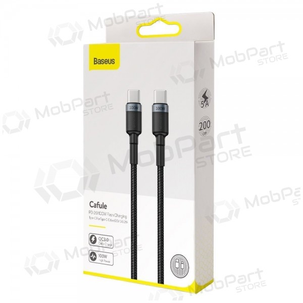 USB kaabel Baseus Cafule PD100W Type-C 2.0m hall-mustad CATKLF-ALG1