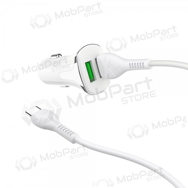 Laadija automobilinis Hoco Z31 Quick Charge 3.0 (3.4A) x 2 USB + Type-C (valged)