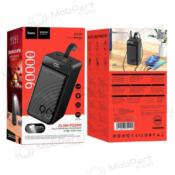 Väline patarei / aku Power Bank Hoco J123D 22.5W+PD20W 90000mAh must Väline patarei / aku Power Bank Hoco J123D 22.5W+PD20W 90000mAh must