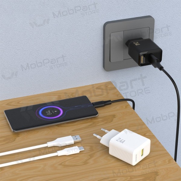 Telefoni laadija Dudao A23T 12 W USB-A koos USB-C kaabliga 1 m must
