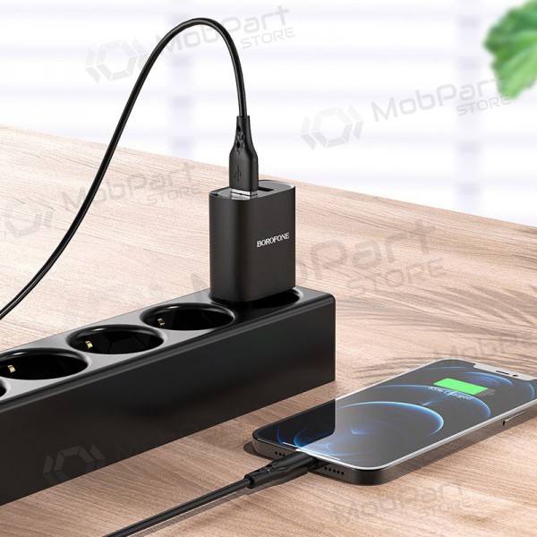 Laadija Borofone BN2 2xUSB 2.1A + Lightning (mustad)