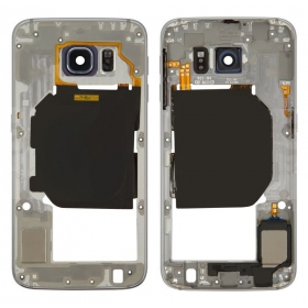 Samsung G920F Galaxy S6 sisemine korpus (mustad) (kasutatud Grade B, originaalne)