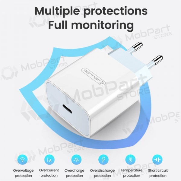 Laadija Jellico AK180 20W USB-C + USB-C to USB-C cable 1.0m valged