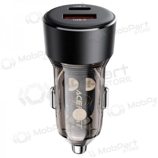 Autolaadija Acefast B12 60W USB-C/USB-A mustad