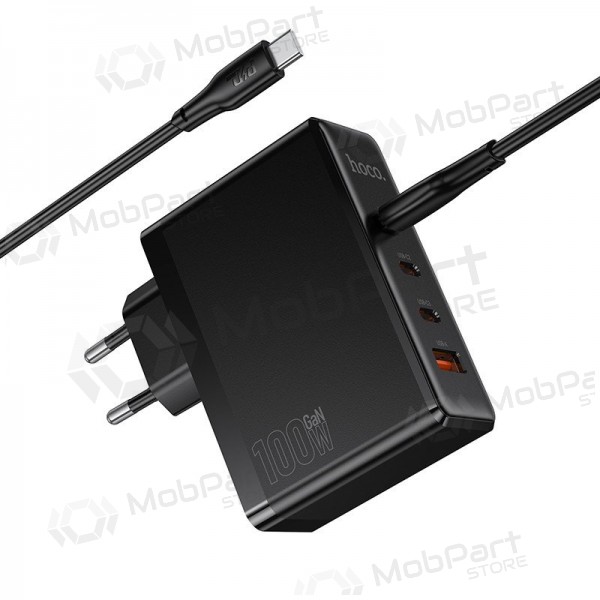 Võrgulaadija Hoco N85 100 W 3x USB-C + USB-A koos USB-C kaabliga 2 m must