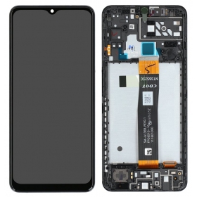 Samsung Galaxy A04s ekraan (mustad) (koos raamiga) (originaalne)