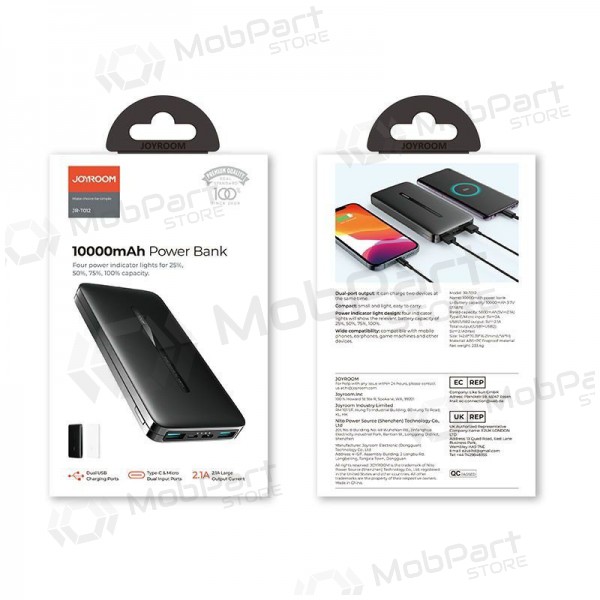 Väline patarei / aku Power Bank Joyroom JR-T012 10000mAh must Väline patarei / aku Power Bank Joyroom JR-T012 10000mAh must