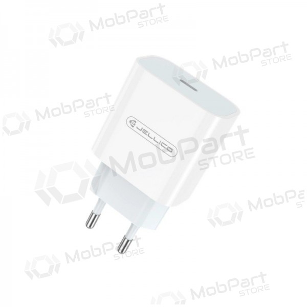 Laadija Jellico AK180 20W USB-C + USB-C to Lightning cable 1.0m valged