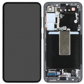 Ekranas Samsung S911 S23 5G su lietimui jautriu stikliuku ja rėmeliu Phantom Black originaalne (service pack)