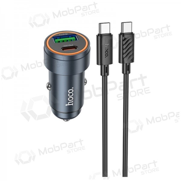 Hoco Z57A 30 W USB-C + USB-A autolaadija koos USB-C kaabliga 1 m