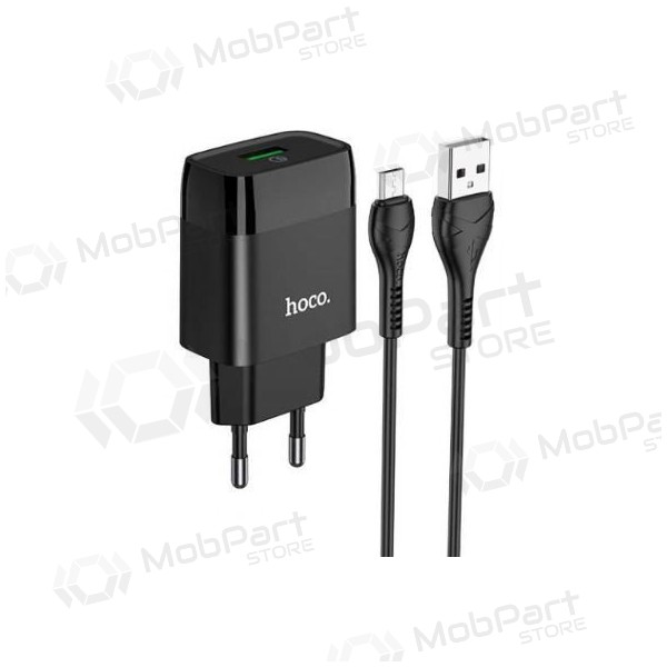 Laadija HOCO C72Q Glorious USB + microUSB kaabel (QC3.0) (mustad)