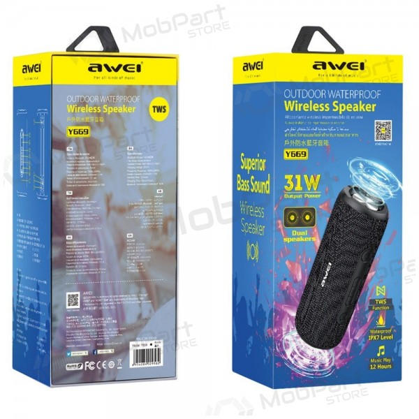 Bluetooth kaasaskantav kõlar Awei Y669 31W mustad