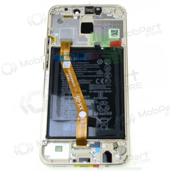 Huawei Mate 20 Lite ekraan (kuldsed) (koos raamiga ja patarei / aku) (service pack) (originaalne)