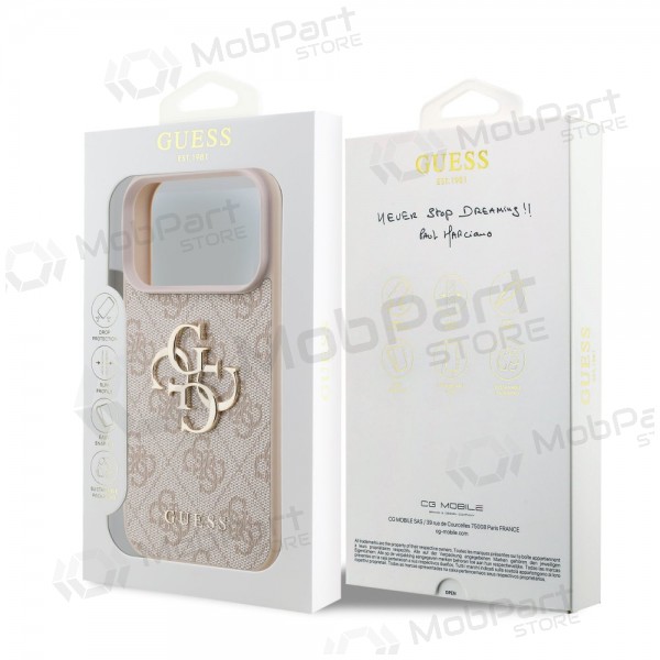 Apple iPhone 17 Pro ümbris - Guess PU 4G Metal Logo (roosa)