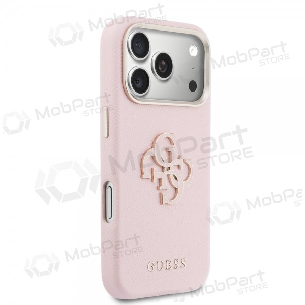 Apple iPhone 17 Pro Max ümbris - Guess PU Grained 4G Resin Metal Logo (roosa)