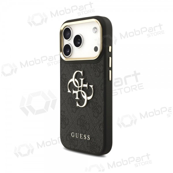 Apple iPhone 18 Pro Max ümbris - Guess PU Leather 4G Metal Logo Gold Frame (must)