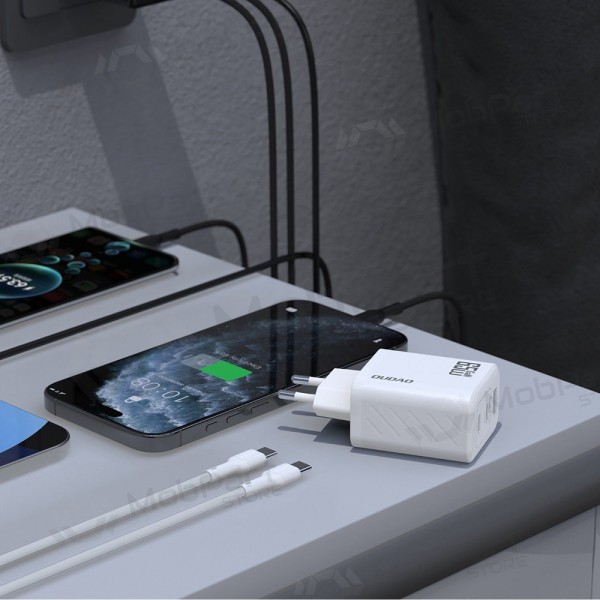 Telefoni laadija Dudao A28PC 45 W GaN 2x USB-C koos USB-C kaabliga 1 m must