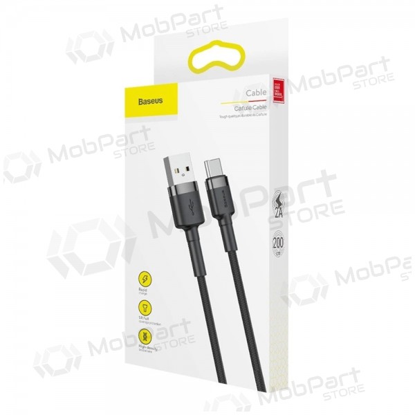 USB kaabel Baseus Cafule Type-C 2.0m 2.0A (hall-mustad) CATKLF-CG1
