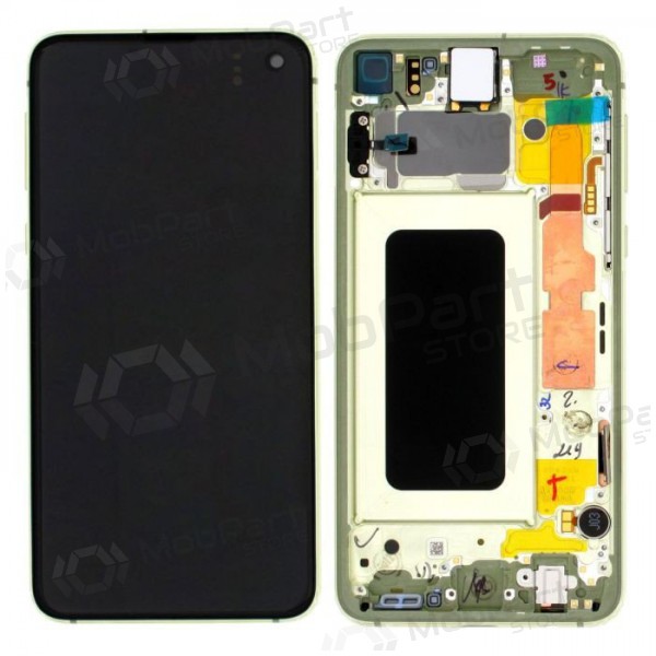 Samsung G970F Galaxy S10e ekraan (Canary Yellow) (koos raamiga) (kasutatud grade A, originaalne)