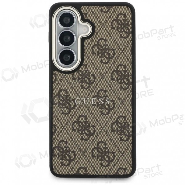 Samsung Galaxy S26 ümbris - Guess PU Leather 4G Gold Frame Magnetic (pruun)