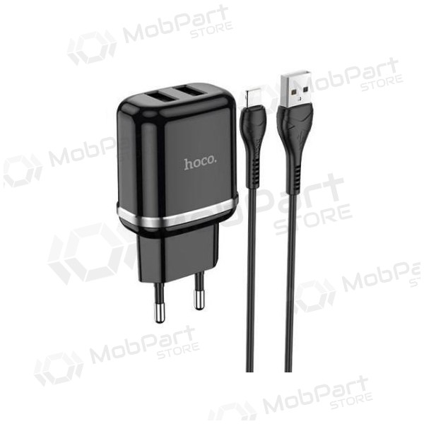 Laadija HOCO N4 Aspiring Dual USB + type-C kaabel (5V 2.4A) (mustad)