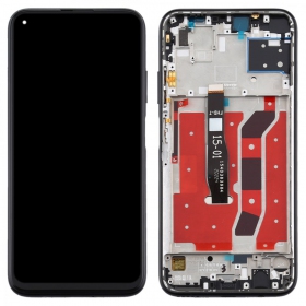 Huawei P40 Lite ekraan (mustad) (koos raamiga) (kasutatud grade A, originaalne)