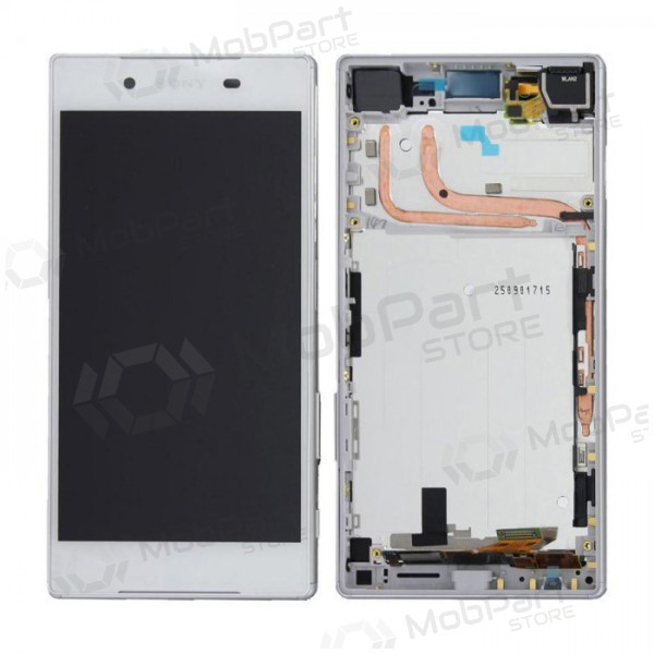 Sony E6603 / E6653 Xperia Z5 ekraan (valged) (koos raamiga) (kasutatud grade A, originaalne)