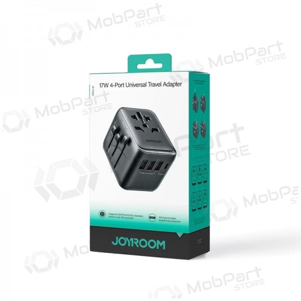 Universaalne kelioninis laadija Joyroom JR-TCW01 3xUSB-A/USB-C mustad