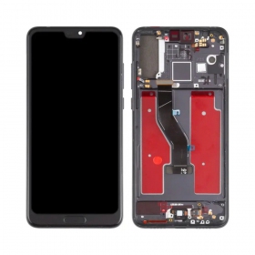 Ekranas Huawei P20 PRO su lietimui jautriu stikliuku su home mygtuku ja rėmeliu Black OLED