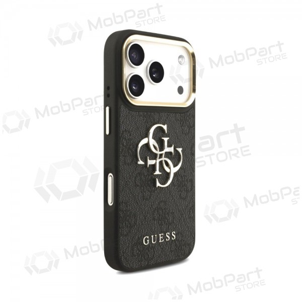 Apple iPhone 18 Pro Max ümbris - Guess PU Leather 4G Metal Logo Gold Frame (must)
