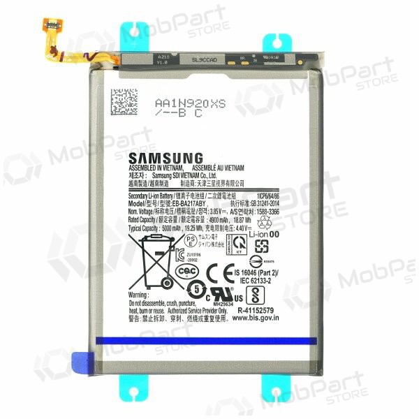 Samsung A125 A12 / A127 A12S / A217 A21s / M127 M12 / A135 A13 (EB-BA217ABY) patarei / aku (4900mAh) (service pack) (originaalne) Samsung A125 A12 / A127 A12S / A217 A21s / M127 M12 / A135 A13 (EB-BA217ABY) patarei / aku (4900mAh) (service pack) (originaalne)