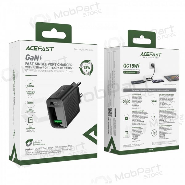 Laadija Acefast A90 18W USB-A mustad