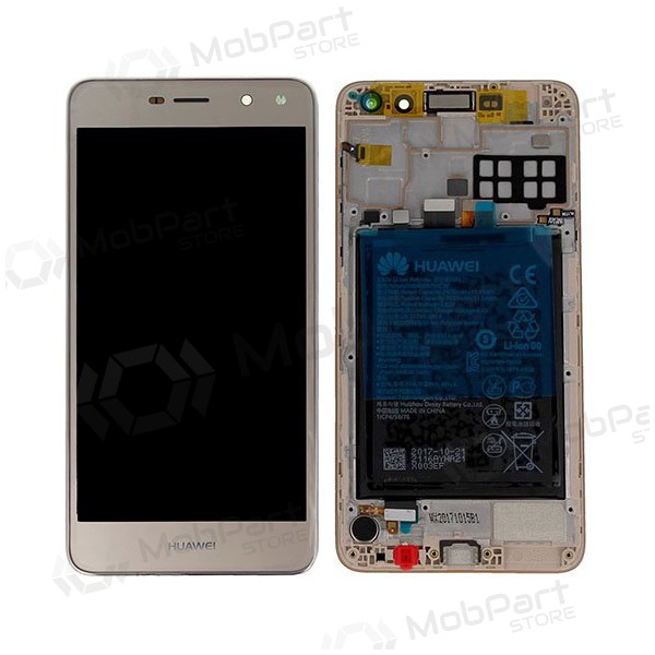 Huawei Y6 2017 (Nova Young) / Y5 2017 (Y5-3) ekraan (kuldsed) (koos raamiga ja patarei / aku) (service pack) (originaalne)