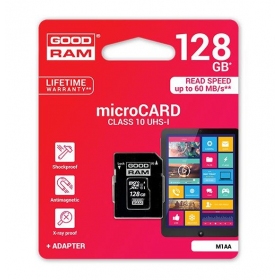 Mälukaart GOODRAM MicroSD 128Gb (class 10) + SD adapter