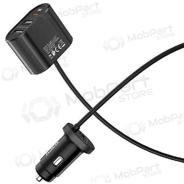 Autolaadija HOCO Z35 Quick Charge 18W (2xUSB 1xType-C 3A) (mustad)