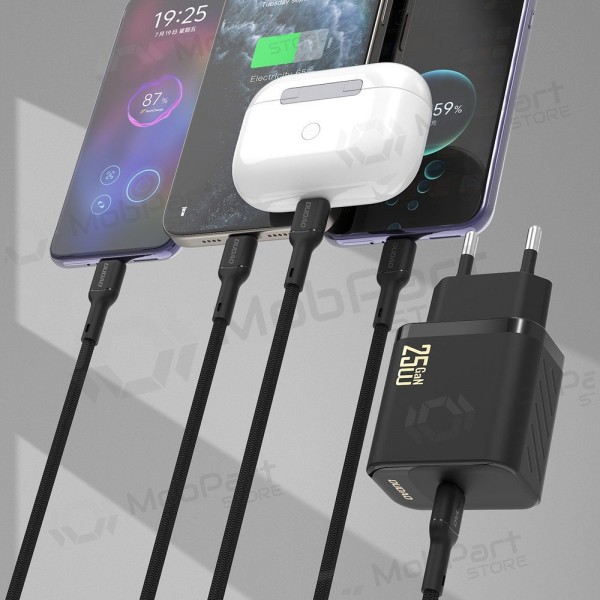 Laadija Dudao A27C GaN 25W USB-C + USB-C to USB-C kaabel 1.0m must