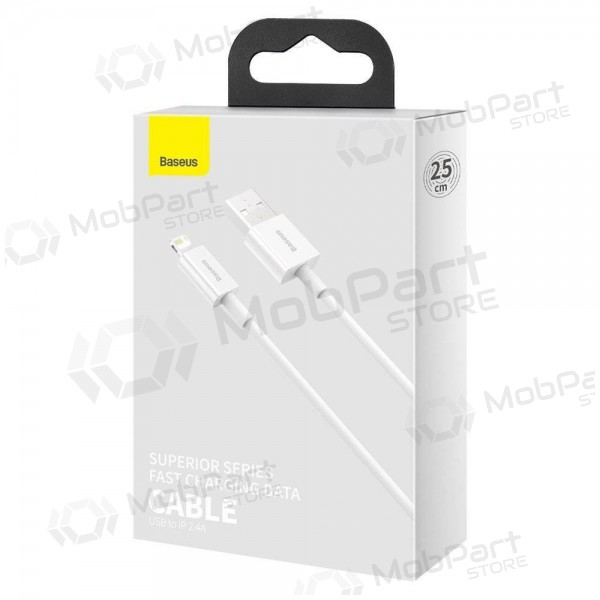 USB kaabel Baseus Superior Lightning 2.4A 0.25m (valged) CALYS-02