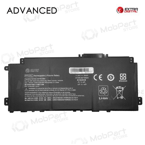HP PP03XL, 3400mAh sülearvuti aku, Advanced HP PP03XL, 3400mAh sülearvuti aku, Advanced