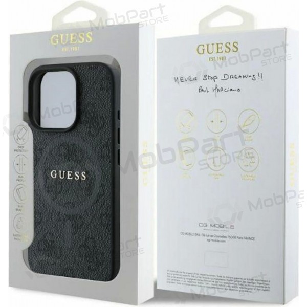 Apple iPhone 16 Pro Max ümbris - Guess PU Leather 4G Colored Ring MagSafe (must)