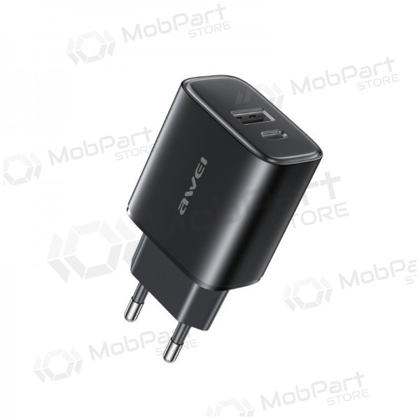 Telefoni laadija Awei PD85-EU 22.5 W USB-C + USB-A must